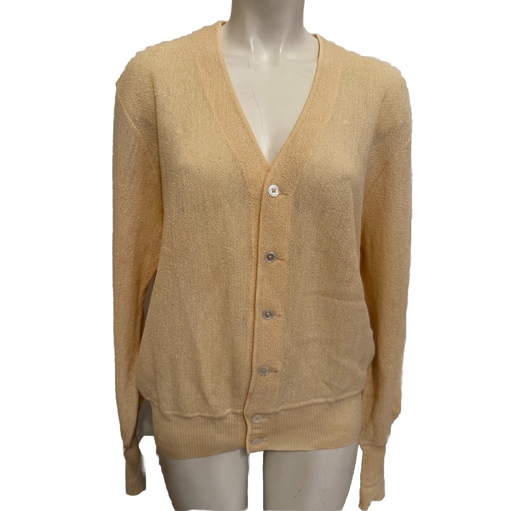 Vintage 50s Saks Cardigan‎ Pure Alpaca Old Money Grandpa Kurt Cobain Sweater M L